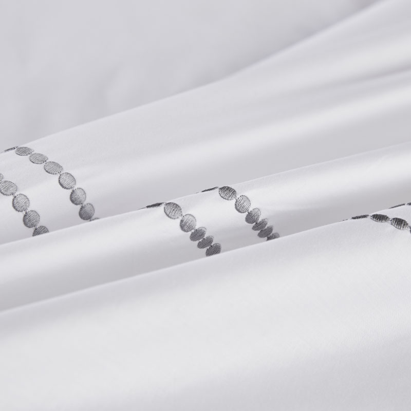 Ensemble de draps 100 % coton brodé à points 300 fils/cm Ensemble de draps 100 % coton brodé à points 300 fils/cm