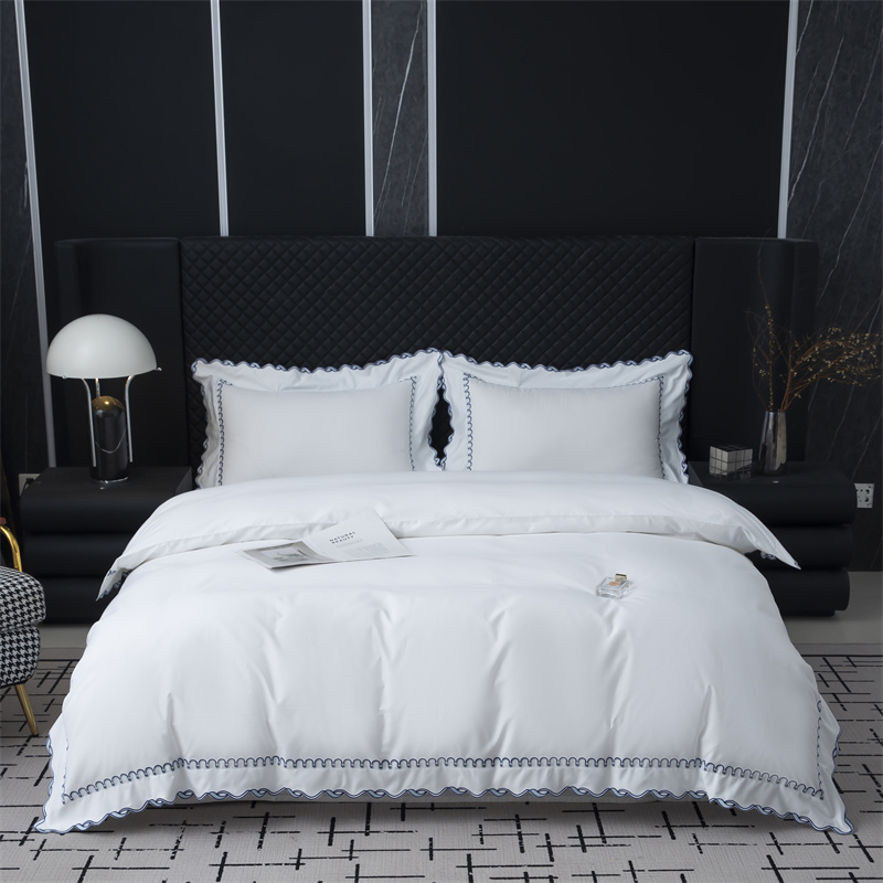 Ensemble de literie en satin de coton 350 fils avec broderie exquise Ensemble de literie en satin de coton 350 fils avec broderie exquise