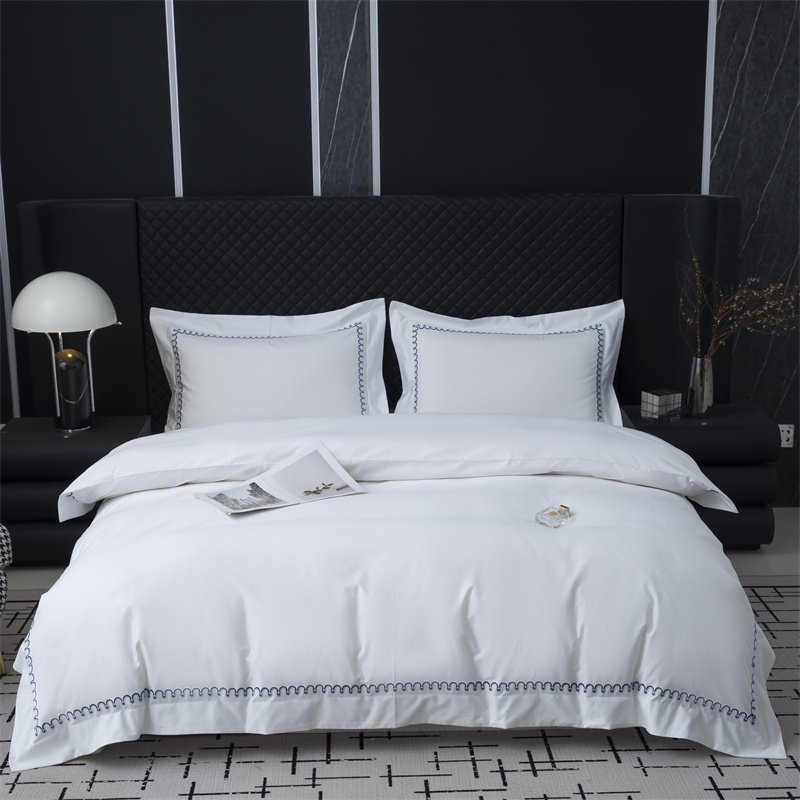 Nouveau motif de broderie Design 500TC ensemble de literie en satin de coton