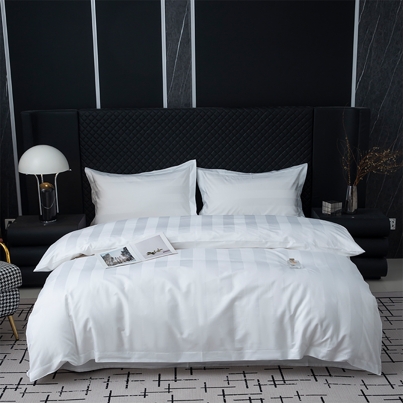coton 100% blanc uni de rayure de satin de 7cm 750TC pour l'ensemble de literie d'hôtel cinq étoiles