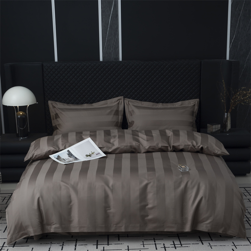 Ensemble de literie en satin de coton 750 fils à rayures en satin de 7 cm Ensemble de literie en satin de coton 750 fils à rayures en satin de 7 cm