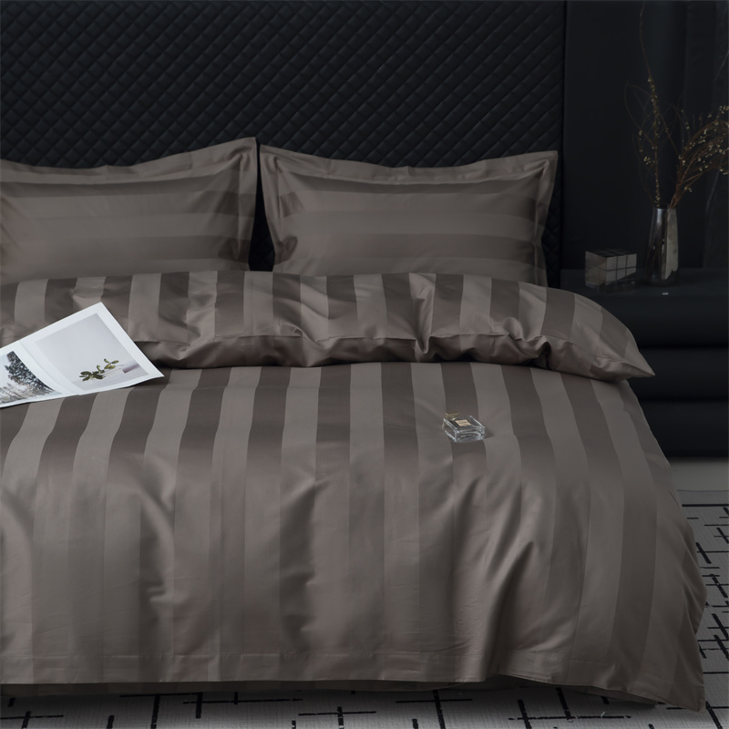 Ensemble de literie en satin de coton 750 fils à rayures en satin de 7 cm Ensemble de literie en satin de coton 750 fils à rayures en satin de 7 cm