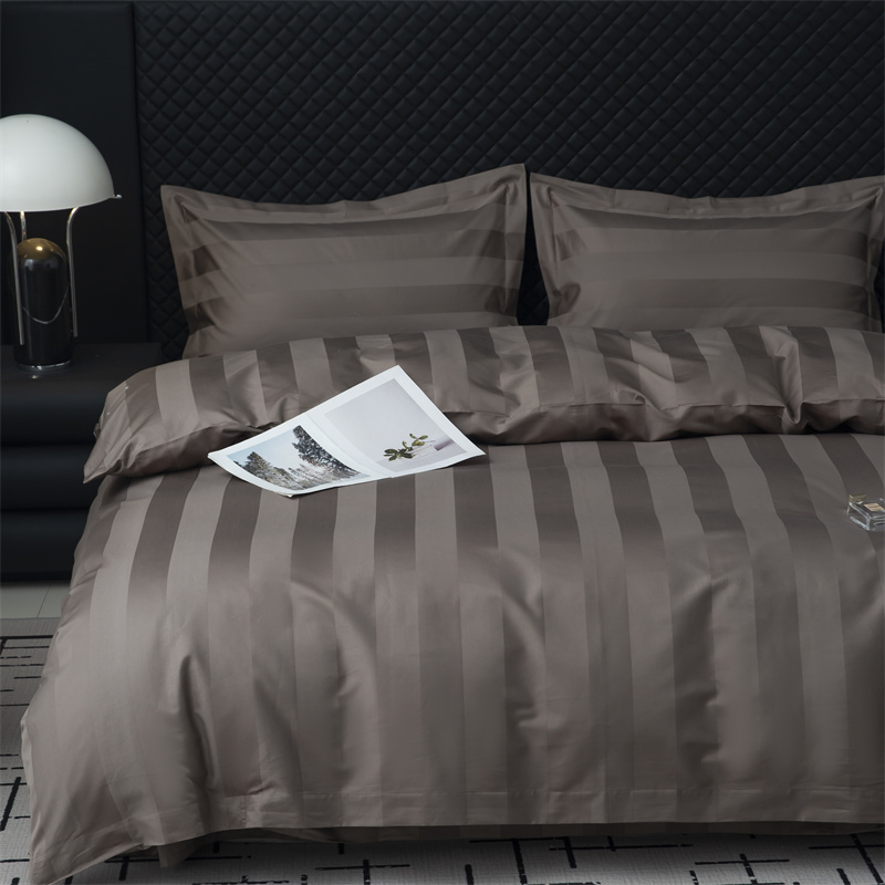 Ensemble de literie en satin de coton 750 fils à rayures en satin de 7 cm Ensemble de literie en satin de coton 750 fils à rayures en satin de 7 cm
