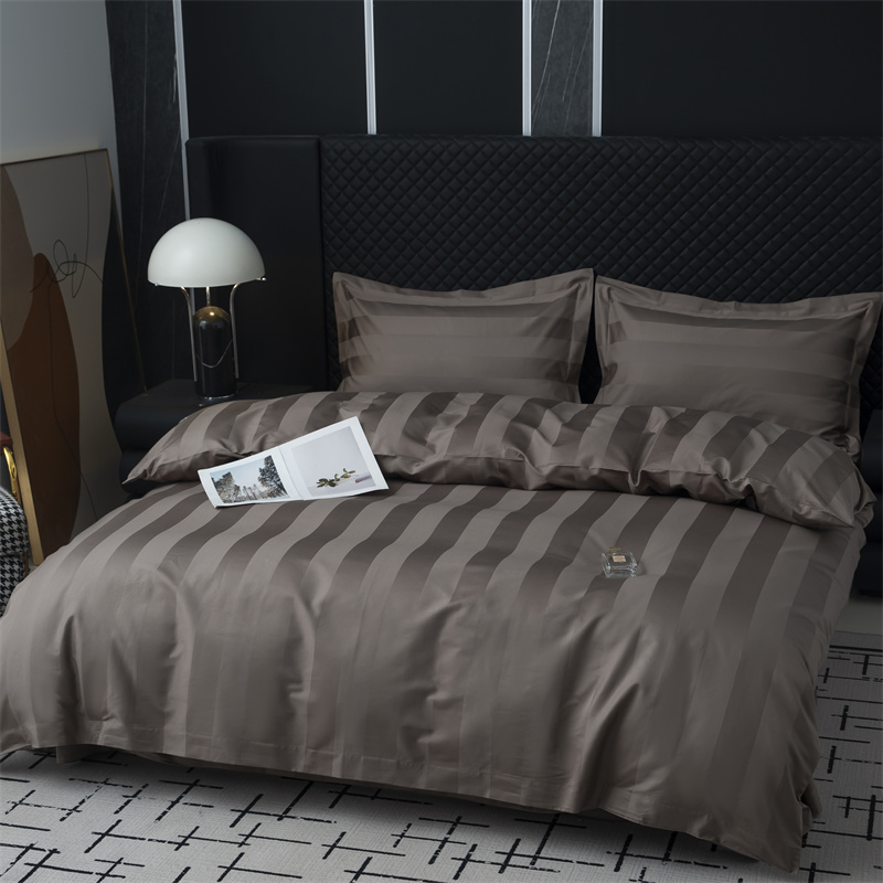 Ensemble de literie en satin de coton 750 fils à rayures en satin de 7 cm Ensemble de literie en satin de coton 750 fils à rayures en satin de 7 cm