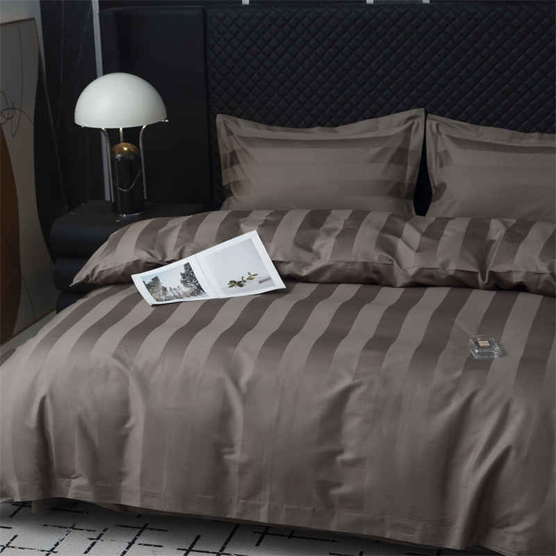 Ensemble de literie en satin de coton 750 fils à rayures en satin de 7 cm Ensemble de literie en satin de coton 750 fils à rayures en satin de 7 cm