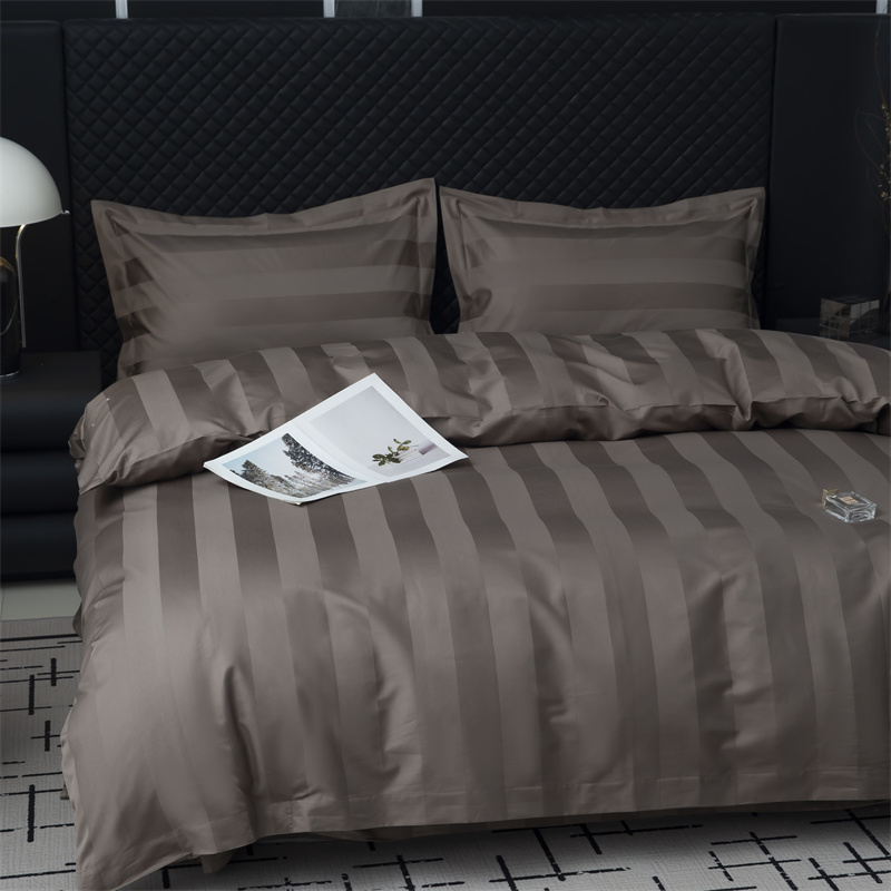 Ensemble de literie en satin de coton 750 fils à rayures en satin de 7 cm Ensemble de literie en satin de coton 750 fils à rayures en satin de 7 cm