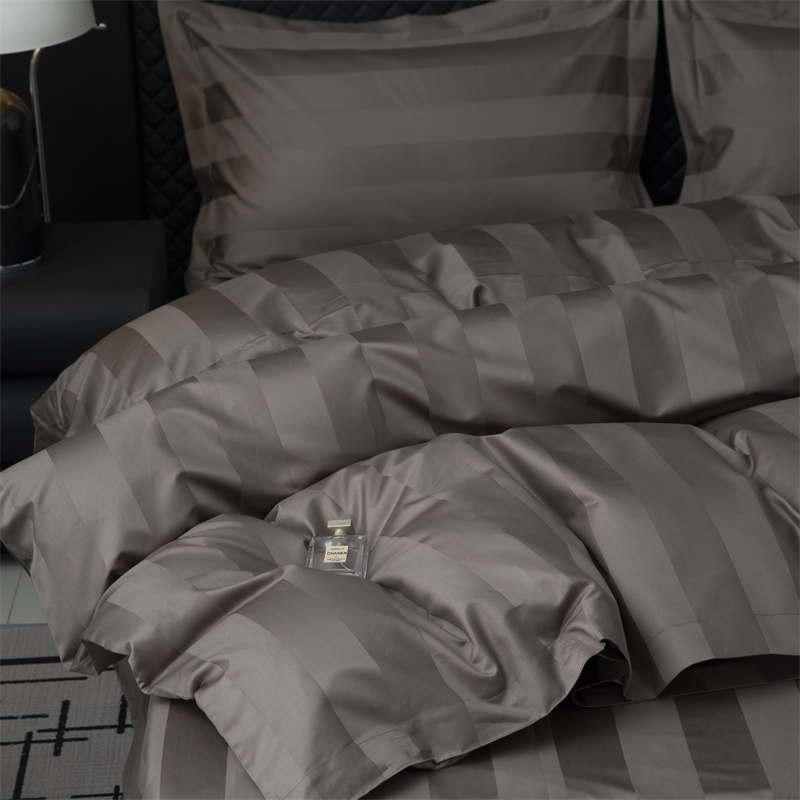 Ensemble de literie en satin de coton 750 fils à rayures en satin de 7 cm Ensemble de literie en satin de coton 750 fils à rayures en satin de 7 cm