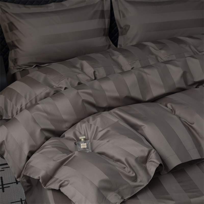 Ensemble de literie en satin de coton 750 fils à rayures en satin de 7 cm Ensemble de literie en satin de coton 750 fils à rayures en satin de 7 cm