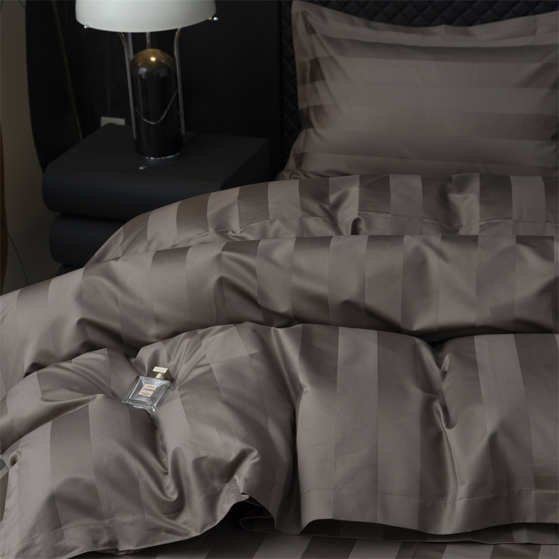 Ensemble de literie en satin de coton 750 fils à rayures en satin de 7 cm Ensemble de literie en satin de coton 750 fils à rayures en satin de 7 cm