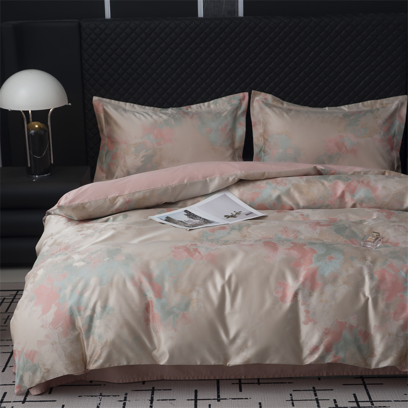 Ensemble de literie en coton jacquard teint en fil impressionniste des années 80 Ensemble de literie en coton jacquard teint en fil impressionniste des années 80