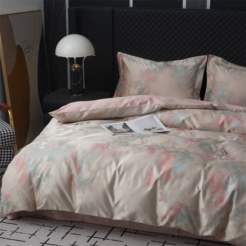 Ensemble de literie en coton jacquard teint en fil impressionniste des années 80 Ensemble de literie en coton jacquard teint en fil impressionniste des années 80