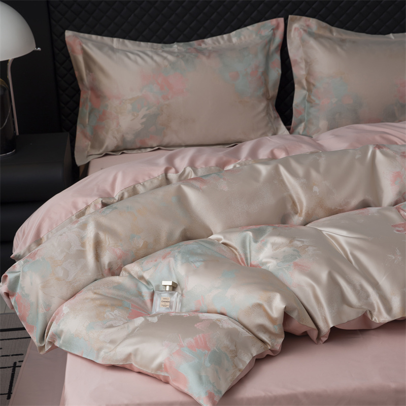 Ensemble de literie en coton jacquard teint en fil impressionniste des années 80 Ensemble de literie en coton jacquard teint en fil impressionniste des années 80