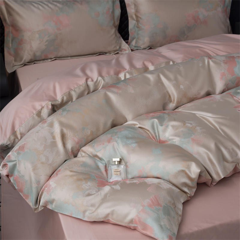 Ensemble de literie en coton jacquard teint en fil impressionniste des années 80 Ensemble de literie en coton jacquard teint en fil impressionniste des années 80