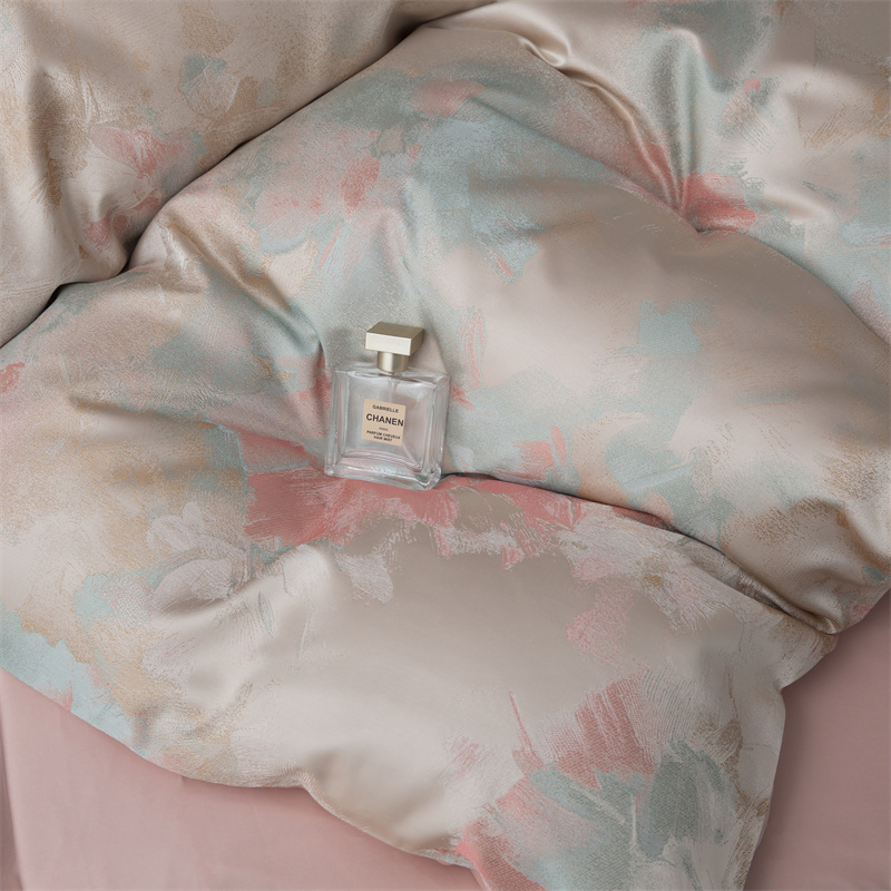 Ensemble de literie en coton jacquard teint en fil impressionniste des années 80 Ensemble de literie en coton jacquard teint en fil impressionniste des années 80