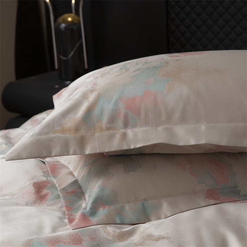 Ensemble de literie en coton jacquard teint en fil impressionniste des années 80 Ensemble de literie en coton jacquard teint en fil impressionniste des années 80