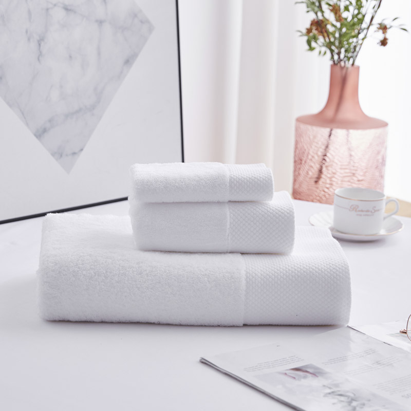 Serviette de bain Jacquard Border Hotel blanche