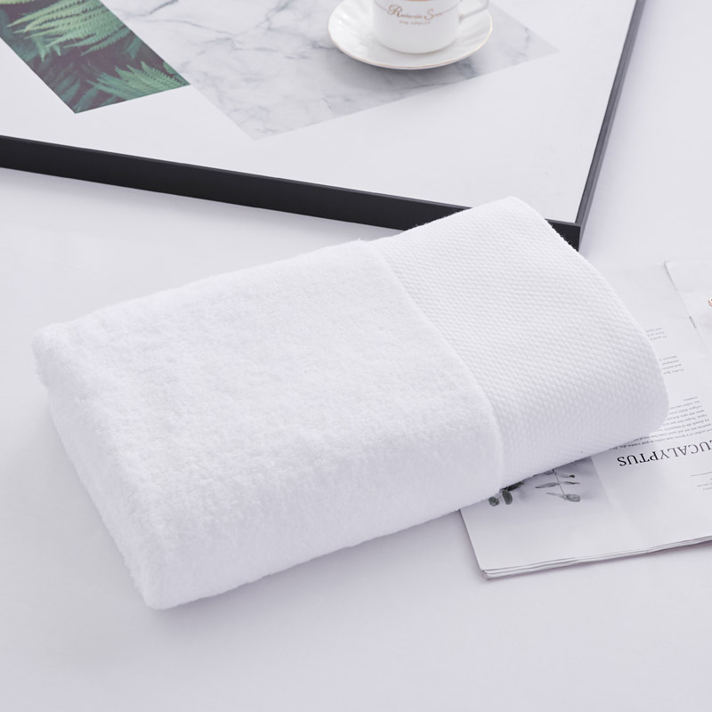 Serviette de bain Jacquard Border Hotel blanche Serviette de bain Jacquard Border Hotel blanche