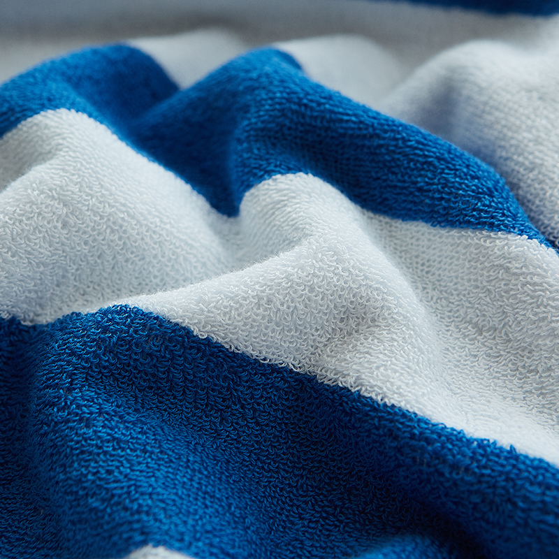 Serviette de plage en fil teint à rayures bleues et blanches, serviette de piscine Serviette de plage en fil teint à rayures bleues et blanches, serviette de piscine