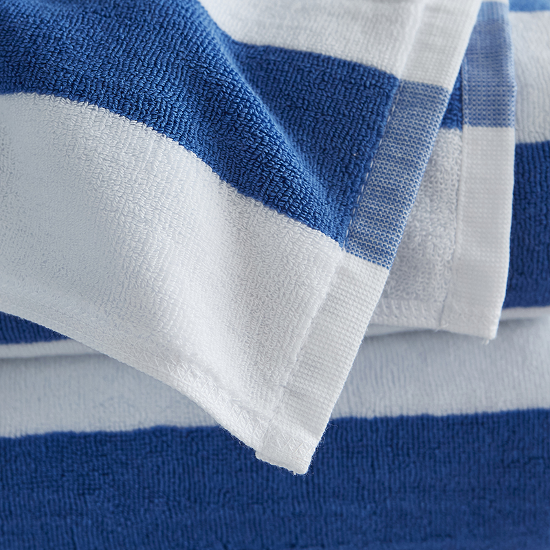 Serviette de plage en fil teint à rayures bleues et blanches, serviette de piscine Serviette de plage en fil teint à rayures bleues et blanches, serviette de piscine