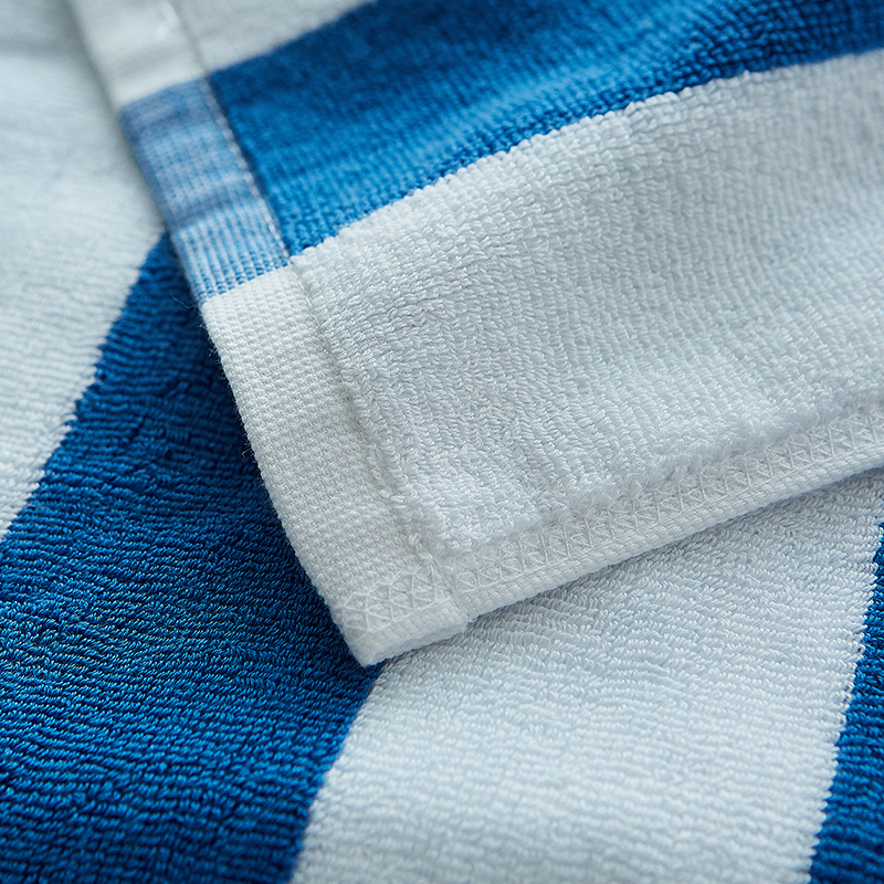 Serviette de plage en fil teint à rayures bleues et blanches, serviette de piscine Serviette de plage en fil teint à rayures bleues et blanches, serviette de piscine